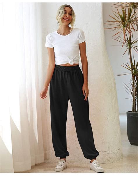 Black Baggy High Waist Sweatpants Loose Fit Sweatpants Etsy In 2020