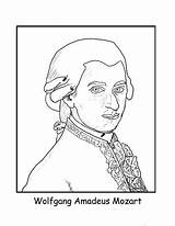 Mozart Coloring Amadeus Wolfgang Music Kids Pages History Composers Sheets Kid Activities sketch template