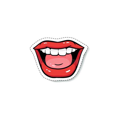 fashion red woman`s lips or half open mouth vector