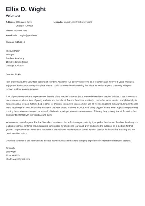 volunteer cover letter writing guide