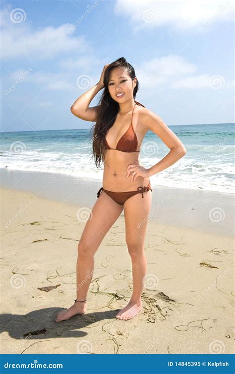aziatische vrouw in bikini stock afbeelding image of slechts 14845395
