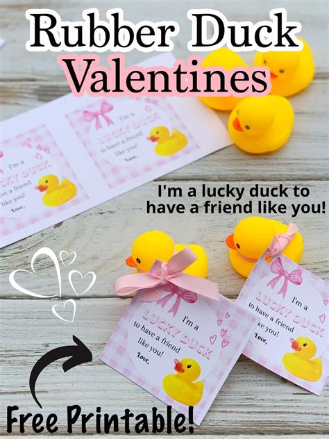 printable rubber duck valentines  kids