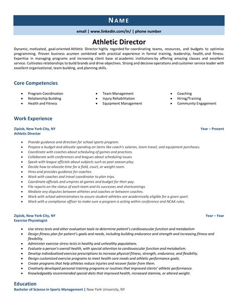athletic director resume  guideyour complete guide