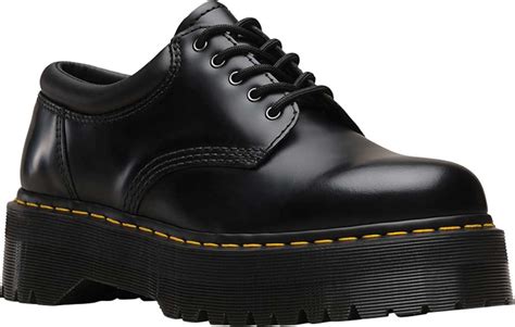 dr martens  quad  eye oxford shoe  boot black polished smooth leather