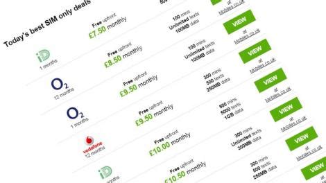 updated  sim  deals   uk  compare cheap sim  deals king world news