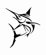Marlin Fish Blue Tribal Sticker Drawing Fishing Swordfish Decals Tattoo Car Outline Clipart Stencil Cliparts Silhouette Drawings Decal Vinyl Clip sketch template