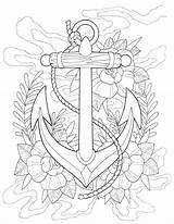 Coloring Pages Tattoo Anchor Adult Printable Tattoos Nautical Book Print Sheets Anchors Adults Phoenix Color Drawing Mandala Kids Colouring Star sketch template