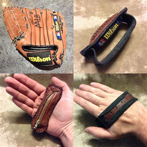 shuck coin palm sap    repurposed  upcycled baseball glove