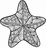 Coloring Pages Starfish Adult Colouring Printable Zentangle Mandala Animal Choose Board sketch template