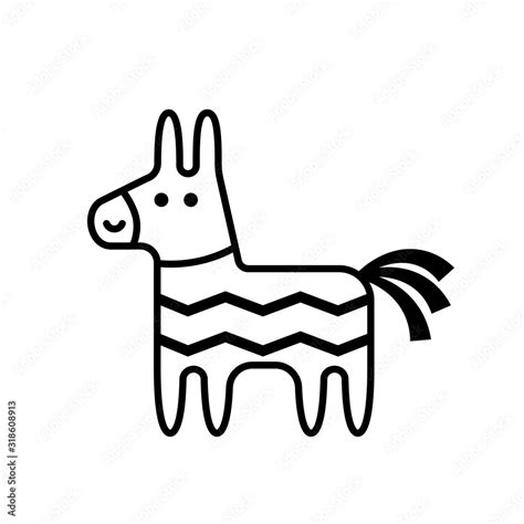 pinata donkey outline flat icon clipart image isolated  white