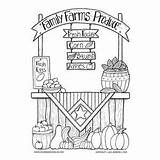 Coloring Pages Produce Market Farmers Farm Farms Family Fall Printable Colouring Color Thanksgiving Harvest Farmer Kids Adult Corn Autumn Stall sketch template