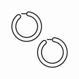 Hoop Earring Outline Vector Illustrations Clip Huggie Jewelry Icon Related Stock sketch template