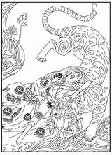 Tigre Tigri Fille Adultos Tigres Adulti Erwachsene Malbuch Celine Coloriages Adulte Justcolor sketch template