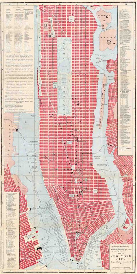 map   city   york showing streets  roads  red