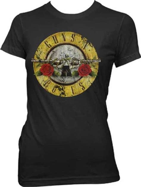 Guns N Roses Pistols Flowers Logo Women’s Black Vintage T