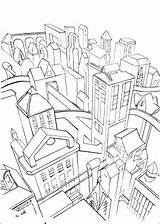 Coloring Pages City Cityscape Gotham Getcolorings Color sketch template
