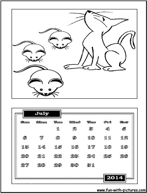 july calendar coloring page coloring pages  printable coloring