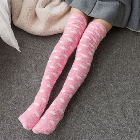 Pink Fuzzy Cloud Thigh Highs Furry Long Winter Socks Women Ebay