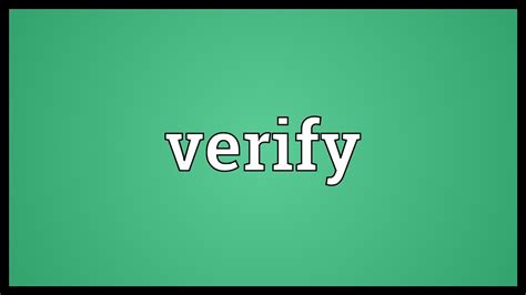 verify meaning youtube