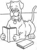 Reading Book Coloring Dog Pages Printable Animals Books Funny Kids Color Print Bear Girls School Studyvillage Choose Board Popular sketch template