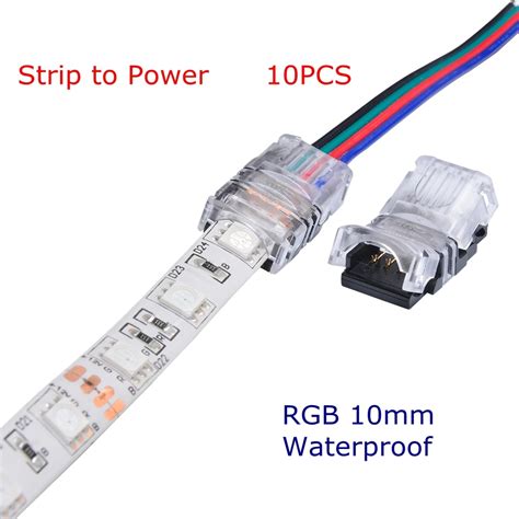 pcs  pin led connector  mm   rgb waterproof led tape light strip  wire