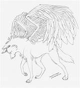 Wolf Coloring Wings Pages Winged Lineart Transparent Nicepng sketch template