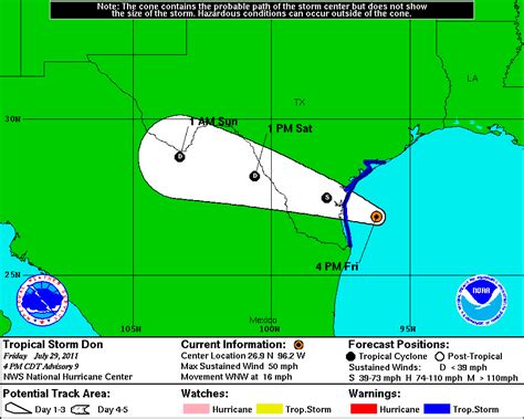 original weather blog tropical storm don nearing  coast  texas