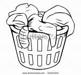 Laundry Basket Clothes Clipart Coloring Pages Cartoon Drawing Vector Hamper Clip Vectors Stock Drawings Baskets Washing Colouring Shutterstock Line Color sketch template