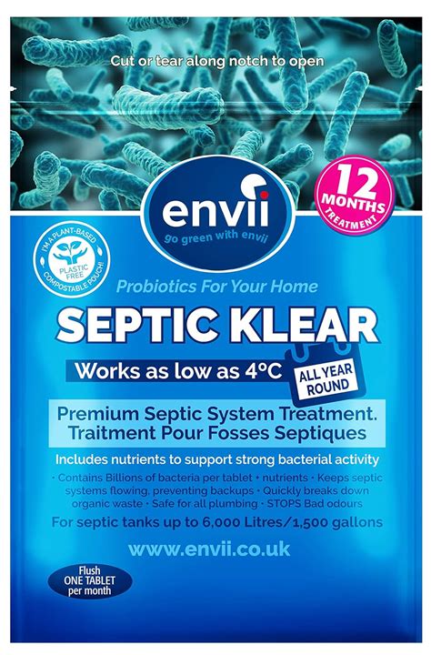 envii septic klear bacterial septic tank treatment  tablets amazoncouk kitchen home