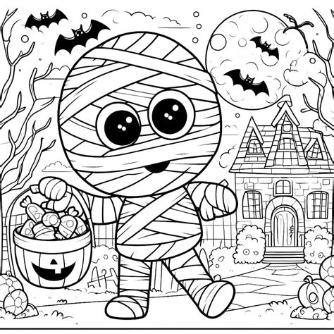cute halloween mummy coloring page  print  color