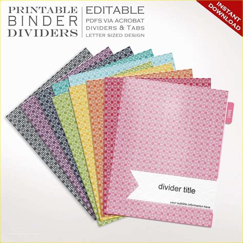 tab divider template   binder dividers printable binder dividers