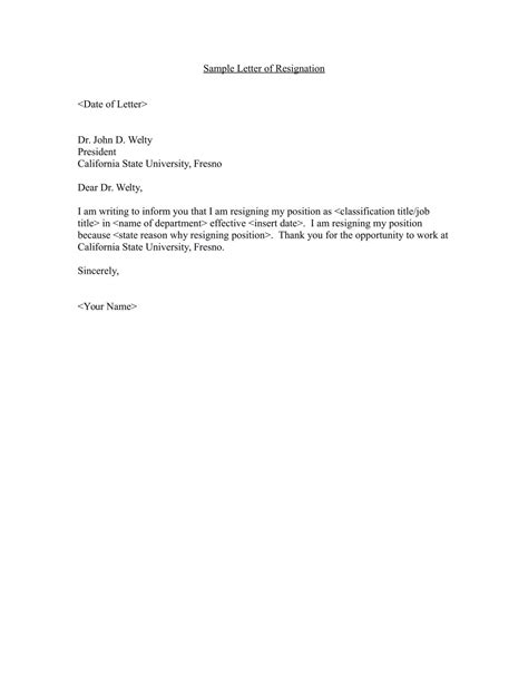 sample  social work resignation letter   resignation