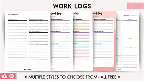 work log   daily weekly templates world  printables