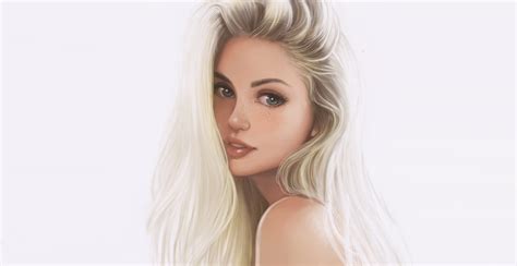 blonde woman portrait digital art  resolution hd
