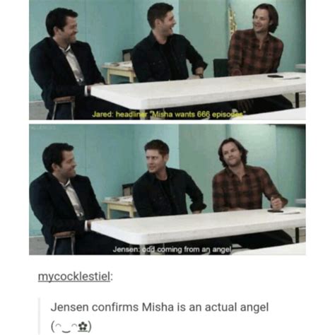 Supernatural Tumblr Textpost Cast Misha Collins Set Jensen Ackles