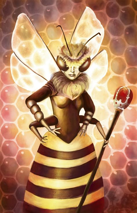 bee queen cartoon art insect art bee art