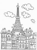 Paris Coloring Eiffel Pages Cute Adults Tower Drawing Adult Girl Kids Color Street Tour Printable Buildings Outline Print Colouring Sheets sketch template