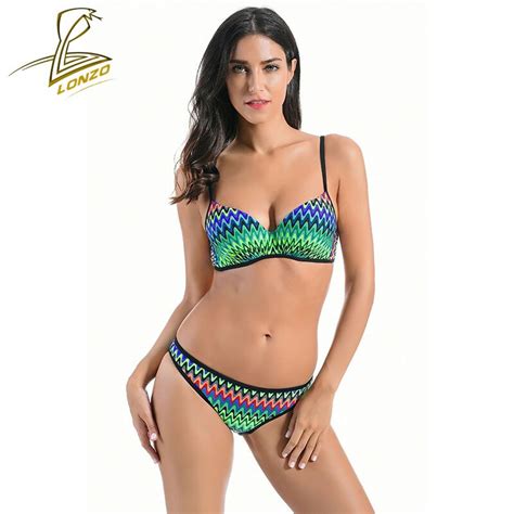 Lonzo 2019 Bohemian Printing Swimwear Sexy Padded Push Up Bikinis Women