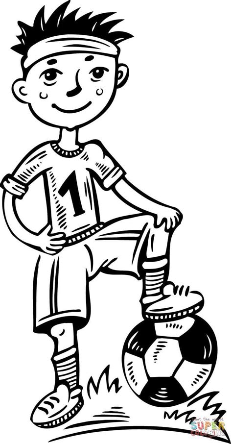 young boy soccer player super coloring football coloring pages