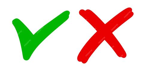 premium vector   wrong icon hand drawn  green checkmark  red cross isolated