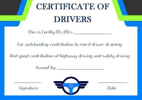 drivers training certificate template certificate  completion