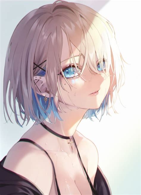 Sad Anime Girl With Blonde Hair And Blue Eyes