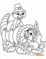 Thanksgiving Dale Chip Coloring Pages Disneyclips Cornucopia sketch template
