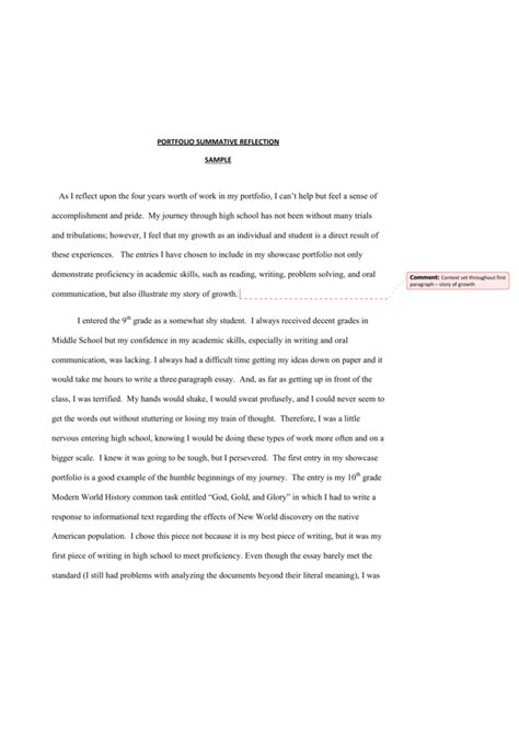 writing  reflection paper sample