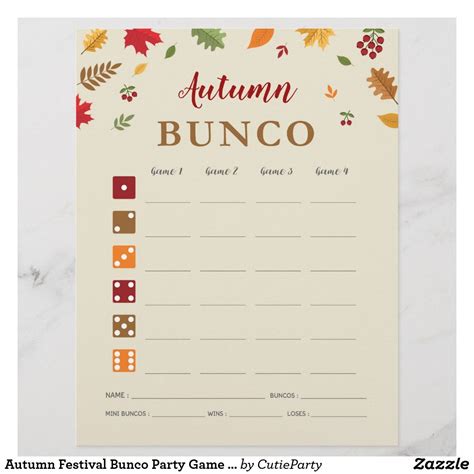 autumn festival bunco party game score card bunco party bunco bunco