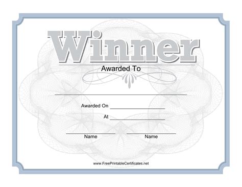 winner certificate template grey  printable  templateroller