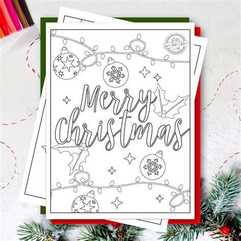 printable merry christmas coloring pages  kids