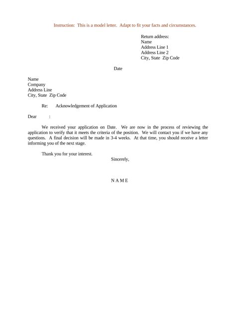 letter acknowledgment application  template pdffiller