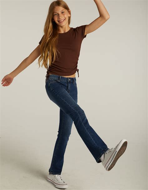 rsq girls  rise flare jeans dark wash tillys
