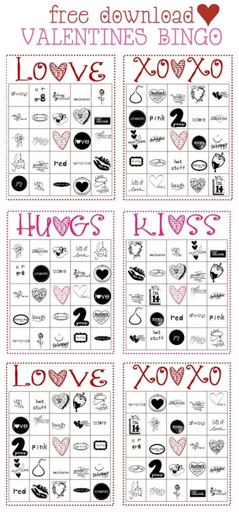 valentines bingo cards